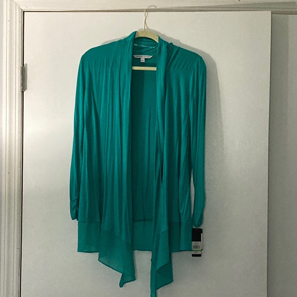 Adrienne Vittadini Turquoise Draped Cardigan